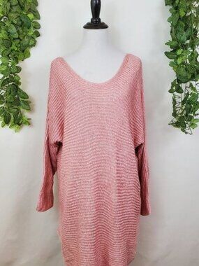 Soho NY&Co Metallic Pink Tunic Knit Blouse XXL Plus Size Curvy Barbiecore
